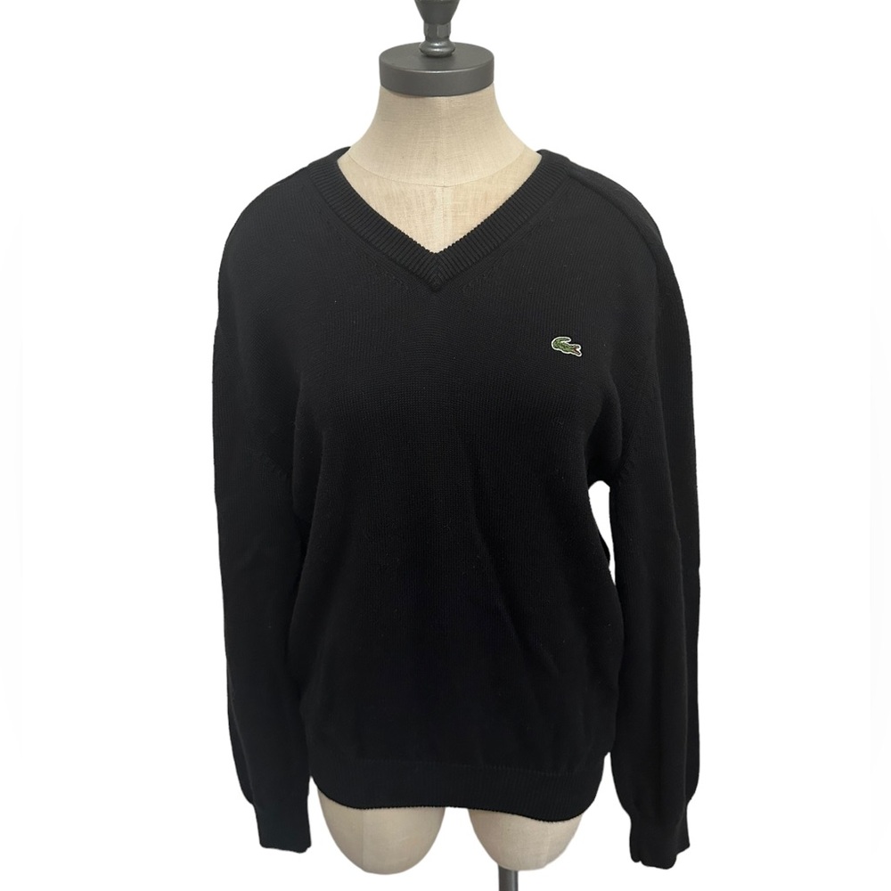 LACOSTE UNISEX COTTON V-NECK SWEATER BLACK SIZE 4(M)